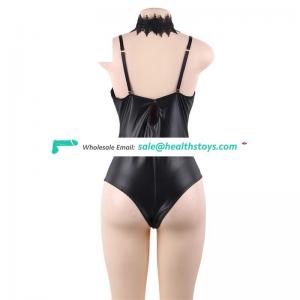 Wholesale Plus Size Mature Women Black Leather Sex Lingerie